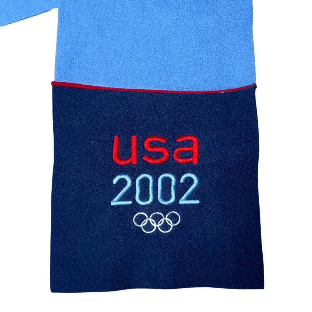 Roots Scarf Unisex OS Blue Good 2002 USA Olympic Team Fleece Embroidered Vintage